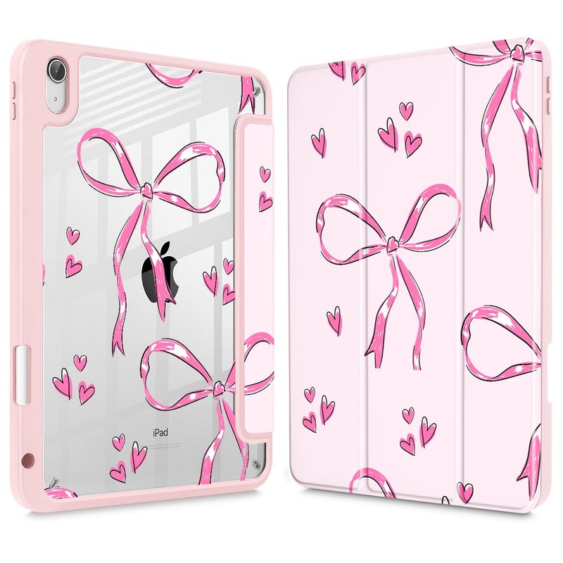 Mektron Case for 2025 iPad 11 inch (A16 Chip) 11th Gen Fit iPad 10th Gen10.9 inch 2022, Buit in Pencil Holder with Shockproof Cover Clear Shell + Trifold Stand + Auto Wake/Sleep, Bows C360 - Image 1