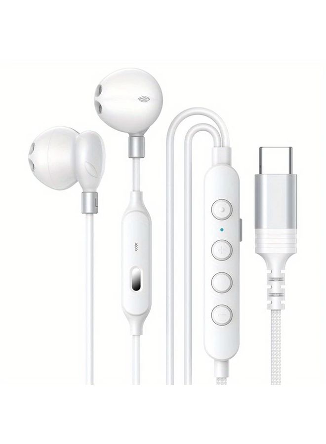 For iPhone 16 Type C Wired Earphones With Microphone Noise Cancelling Stereo Sound Ergonomic Fit Handsfree Calling Music Lovers Compact Design Durable Build - Image 5