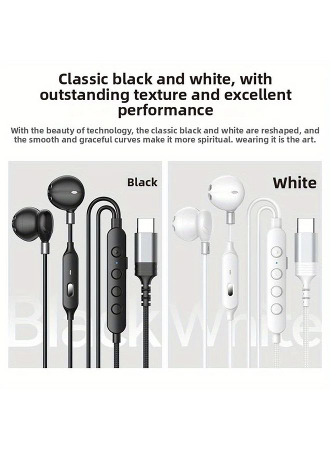 For iPhone 16 Type C Wired Earphones With Microphone Noise Cancelling Stereo Sound Ergonomic Fit Handsfree Calling Music Lovers Compact Design Durable Build - Image 4