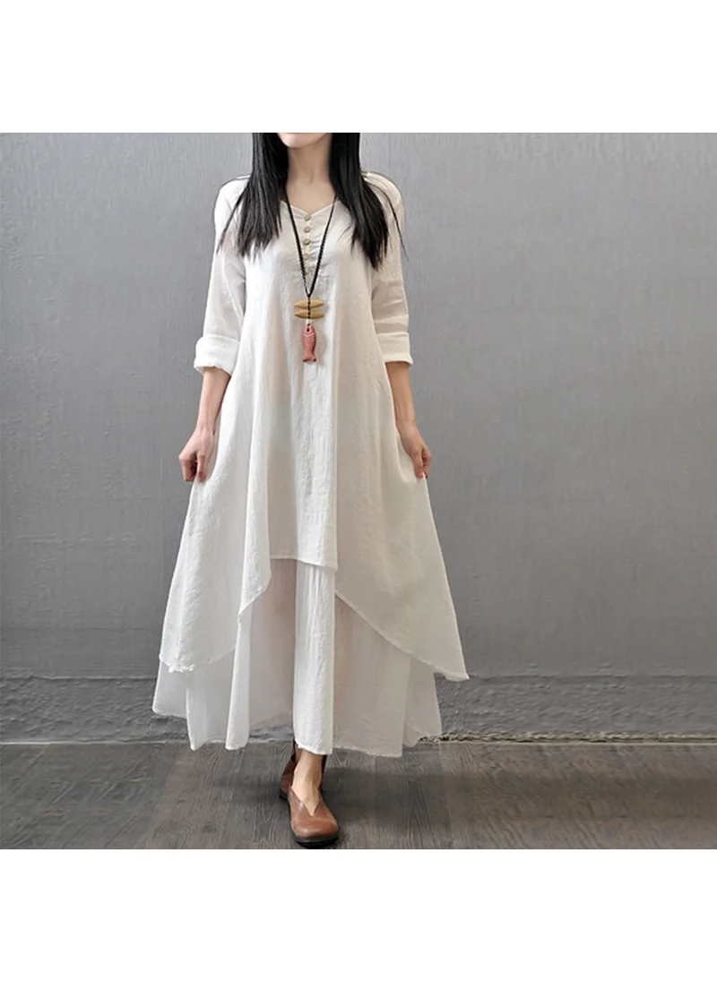 Barbora Casual Summer Casual Women's Two-Layer Dress Bt225White12