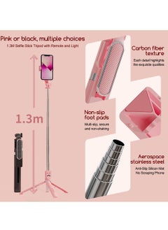 Generic Stainless Steel Material Selfie Stick with Wireless Remote and Dual Lights, for i Phone/Android, Black, 1.3 Meters  - Image 3