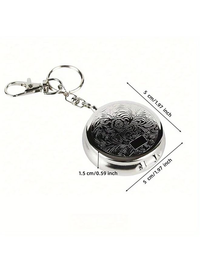 1 Random Design 1pc Stainless Steel Portable Ashtray Elegant Car Cigarette Holder Suitable For Car Outdoor - Image 4
