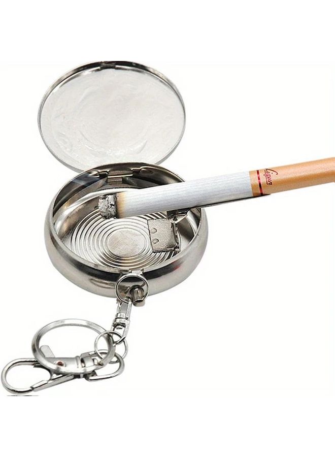 1 Random Design 1pc Stainless Steel Portable Ashtray Elegant Car Cigarette Holder Suitable For Car Outdoor - Image 5