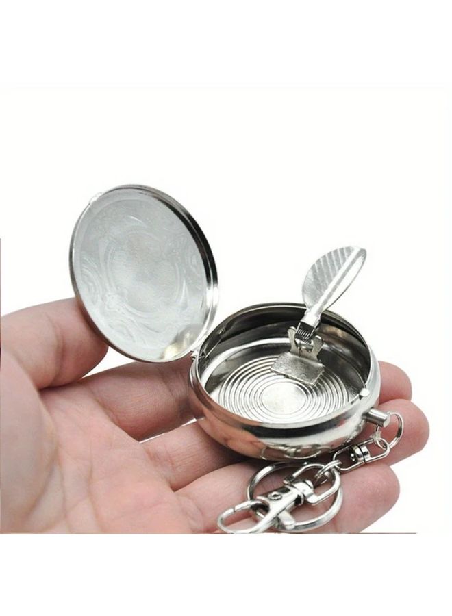 1 Random Design 1pc Stainless Steel Portable Ashtray Elegant Car Cigarette Holder Suitable For Car Outdoor - Image 2