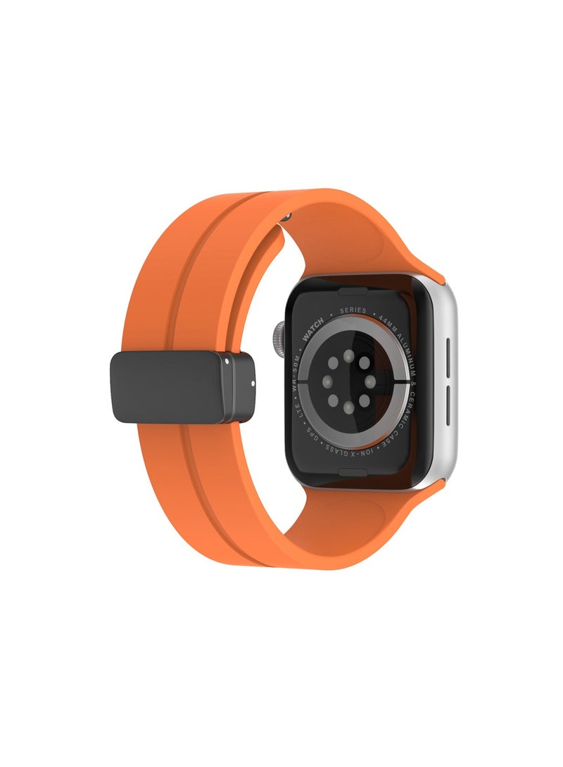 Soft Silicone Sport Watch Band with Magnetic Buckle Fits Apple Watch Ultra 2/Ultra Series 9/8/SE 2nd Gen/7/SE/6/5/4/3/2/1 Compatible with 42/44/45/49mm Case Sizes Also Compatible with Series 10 with 46mm Case Size - Image 3