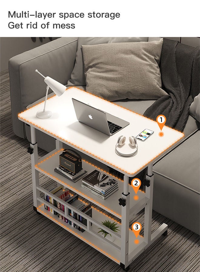 Sharpdo Bedside Table,Simple Lifting Computer Table,Movable Household Double-layer Learning Office Table,Side Table