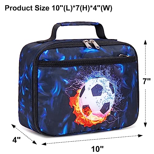 LEDAOU Lunch Box Kids Boys Girls Lunch Bag Insulated Lunch Box Toddler Reusable Lunchbox for School Picnic Hiking (Soccer Blue) - Image 3