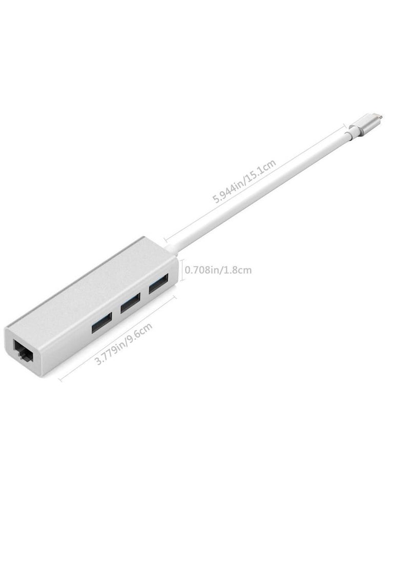Generic - USB-C to 3-Port + RJ45 Adapter Type-C - Image 1