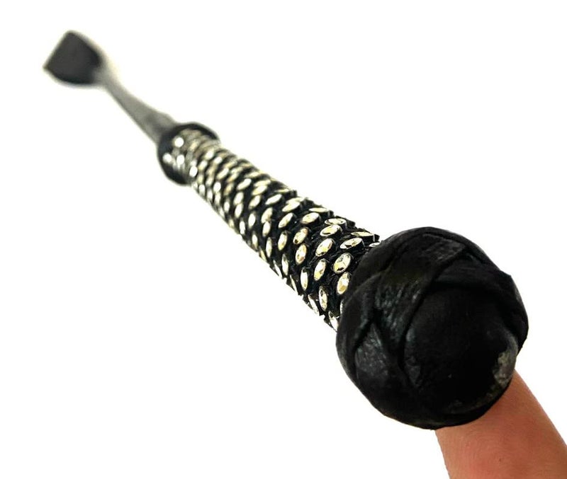 PETS TRIANGLE Long Horse Training Stick with Genuine Leather Grip Handles and Leather Popper 40 inches (Black) - Image 1