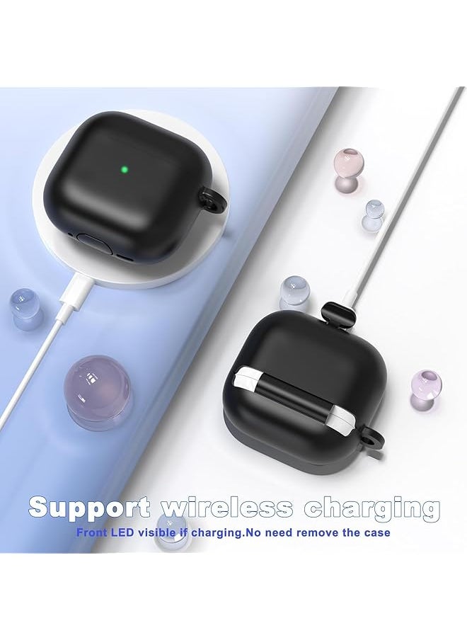 erorex - For Airpods 4Th Generation Case Cover With Cleaner Kit Soft Silicone Protective Case For Airpods 4 Case For Women Men Airpods 4 Gen 2024 Case Accessories With Keychain Black - Image 1
