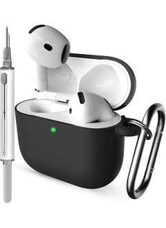 For Airpods 4Th Generation Case Cover With Cleaner Kit Soft Silicone Protective Case For Airpods 4 Case For Women Men Airpods 4 Gen 2024 Case Accessories With Keychain Black