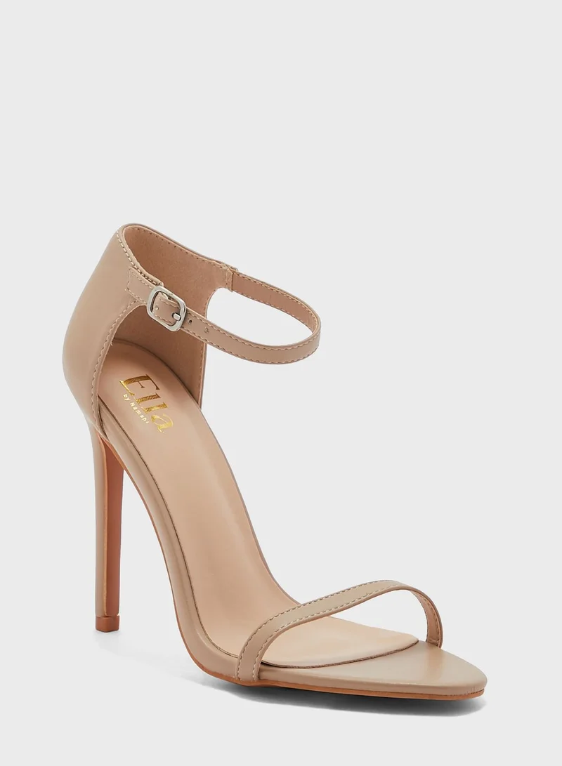 ELLA Ankle Strap Satin Heeled Sandal