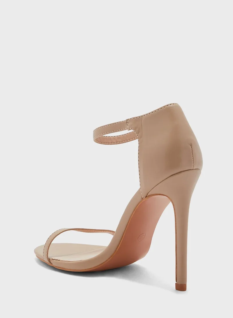 ELLA Ankle Strap Satin Heeled Sandal