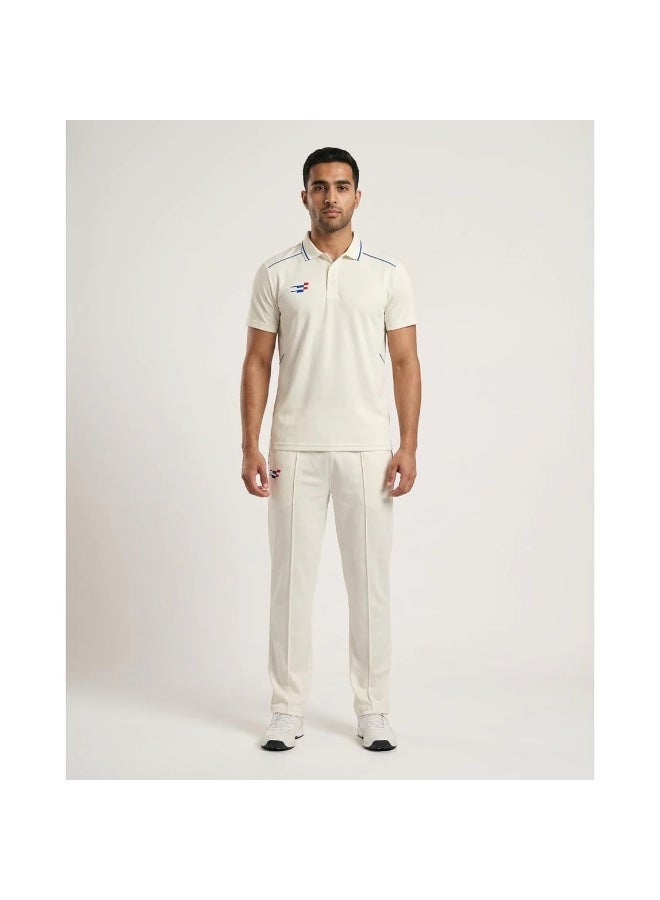 طقم قميص وبنطال كريكيت أبيض بأكمام قصيرة – زي كريكيت، مقاس متوسط - Image 4