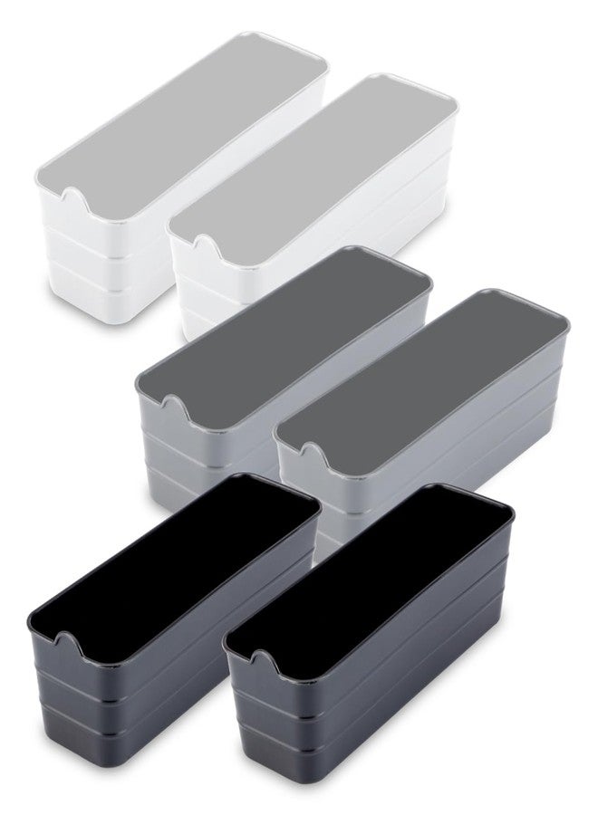 RATAN PLASTICWARE صواني ديانا البلاستيكية المستطيلة الضيقة من راتان (عبوة من 6 قطع) - سلال تخزين بلاستيكية للمكتب/منظمات للقرطاسية والمجوهرات والأدوات والمطبخ والمكتب - بني فاتح/رمادي دايسو/بيج تويست - Image 4