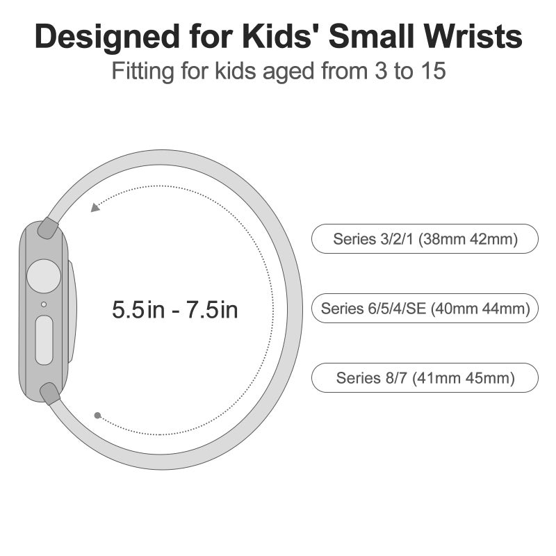 SimpleThings Compatible with Kids Apple Watch Bands, Nylon Hook and Loop for K12 Boy Girl Small Wrist iWatch Series 9 8 7 6 5 4 3 SE SE2 SE3 - Image 2