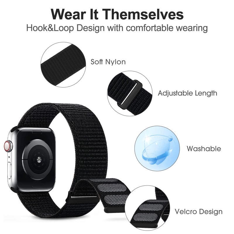 SimpleThings Compatible with Kids Apple Watch Bands, Nylon Hook and Loop for K12 Boy Girl Small Wrist iWatch Series 9 8 7 6 5 4 3 SE SE2 SE3 - Image 3