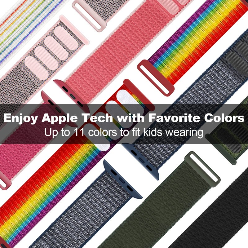 SimpleThings Compatible with Kids Apple Watch Bands, Nylon Hook and Loop for K12 Boy Girl Small Wrist iWatch Series 9 8 7 6 5 4 3 SE SE2 SE3 - Image 4