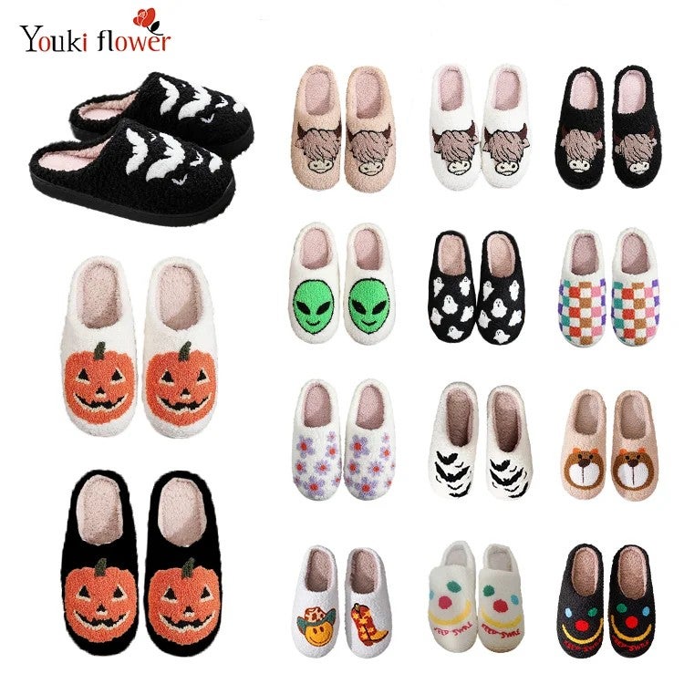 Y&D Home Cotton Fuzzy Fruit Animal Leopard Print Christmas slippers Halloween slippers for Women Men - Image 2