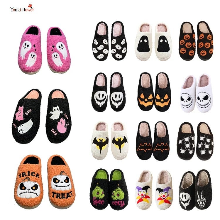 Y&D Home Cotton Fuzzy Fruit Animal Leopard Print Christmas slippers Halloween slippers for Women Men - Image 3
