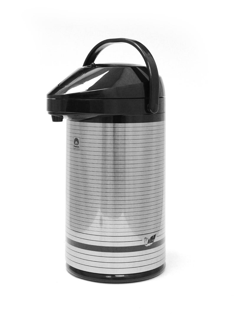 Peacock 3L Stainless Steel Vacuum Airpump Flask in Silver and Black Color Design, Thermal Insulated Beverage Dispenser with Easy Pour Pump and Portable Carry Handle Made in Japan - Image 2