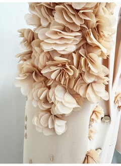 Madam Uniq Stylish European and American Celebrity Heavy Embellished 3D Floral Beaded A-line Dress with Green Fruit Collar  - Image 4
