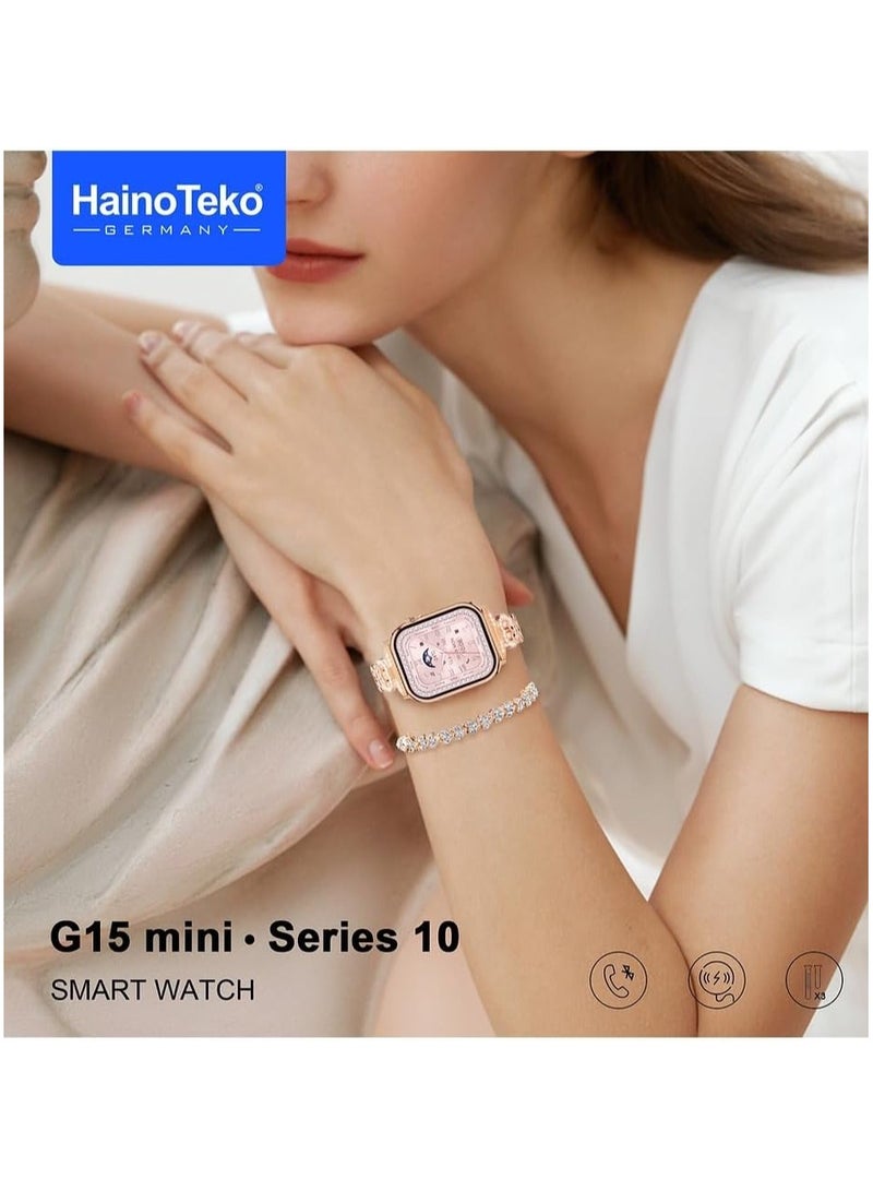 هينو تيكو ساعة ذكية صغيرة G15 سلسلة 10 انيقة مع ساعة انالوج وسوار مع 3 ازواج من الاساور وكيبل شحن مصمم للنساء من هينو تيكو متعددة الالوان - Image 3