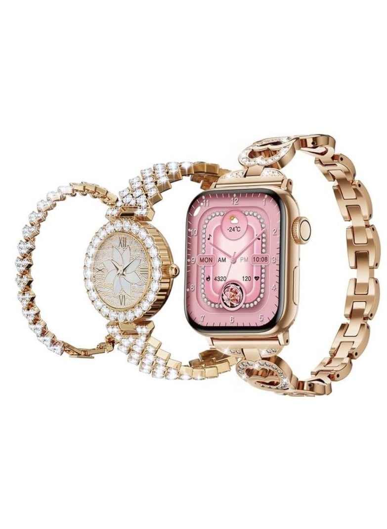 هينو تيكو ساعة ذكية صغيرة G15 سلسلة 10 انيقة مع ساعة انالوج وسوار مع 3 ازواج من الاساور وكيبل شحن مصمم للنساء من هينو تيكو متعددة الالوان - Image 2