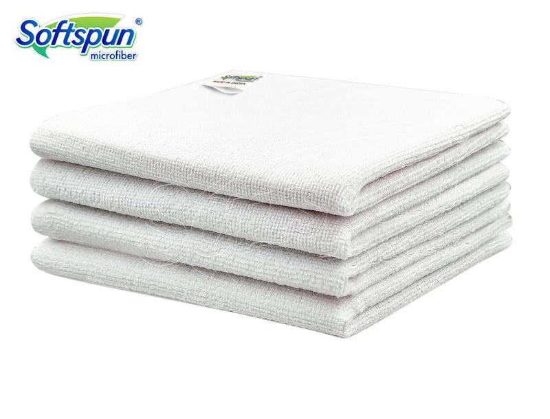 SOFTSPUN Microfiber Cleaning Cloths, 4pcs 40x40cms 220 GSM White! Highly Absorbent, Lint and Streak Free, Multi -Purpose Wash Cloth for Kitchen, Car, Window, Stainless Steel, Silverware.… - Image 2