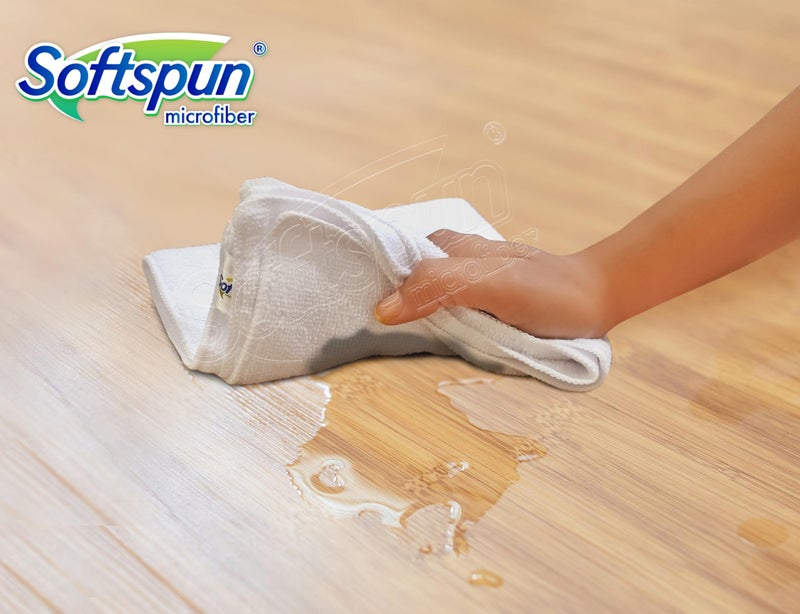 SOFTSPUN Microfiber Cleaning Cloths, 4pcs 40x40cms 220 GSM White! Highly Absorbent, Lint and Streak Free, Multi -Purpose Wash Cloth for Kitchen, Car, Window, Stainless Steel, Silverware.… - Image 4