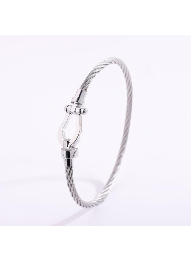 Titanium Steel Bracelet Magnetic Thread Horseshoe Stainless Steel Bracelet For Girls High-grade Fashion Simple Non-fading Bracelet
