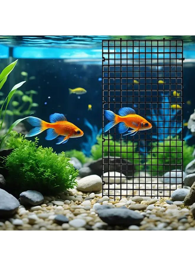 4 Pack Black Aquarium Divider Fish Tank Separator Plastic Grid Crate - Image 3