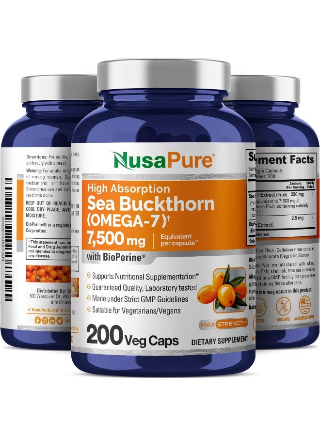 NusaPure Sea Buckthorn (Omega 7) 2250Mg 200 Veggie Powder Caps - Extract 5:1, Non-Gmo & Gluten Free - Image 4