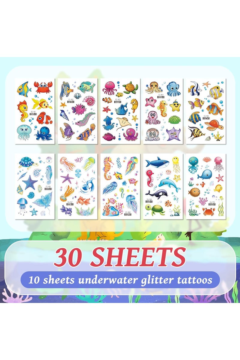 ORAINBOW 30 sheets 180 Styles Animal Glitter Tattoos Waterproof Cute Temporary Tattoo Kids Tattoos Temporary for Girls Boys Party Animal Birthday Decorations - Image 3