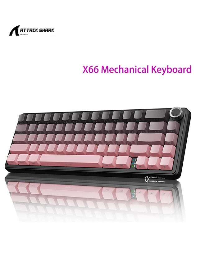 X66 Wireless Mechanical Gaming Keyboard with Knob,Tri Mode USB-C/BT5.0/2.4G Gasket Mounted 60% RGB Gaming Keyboard,Side Printed PBT Keycap, Hot Swappable Strawberry Switch(BlackBerry)