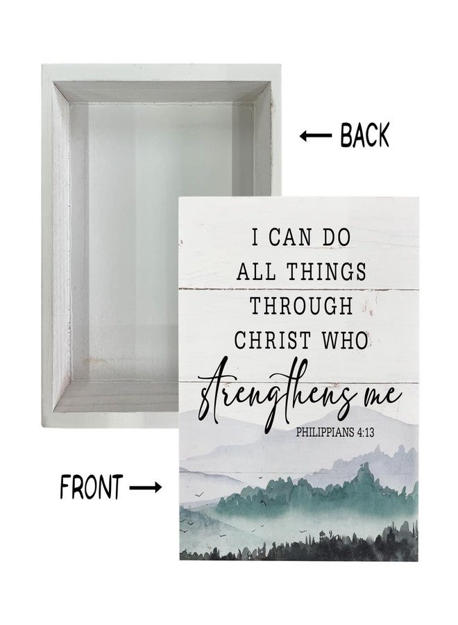 Razpah Christian Wood Signs, Bible Verse Philippians 4:13 - I Can Do All Things Through Christ Who Strengthens Me, Box Sign Decor Tabletop, Inspirational Home Desk Decor, Motivational Gift for Friends Family - Image 3
