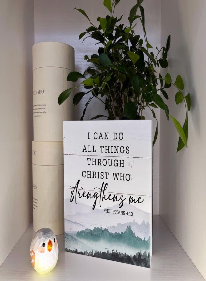 Razpah Christian Wood Signs, Bible Verse Philippians 4:13 - I Can Do All Things Through Christ Who Strengthens Me, Box Sign Decor Tabletop, Inspirational Home Desk Decor, Motivational Gift for Friends Family - Image 4