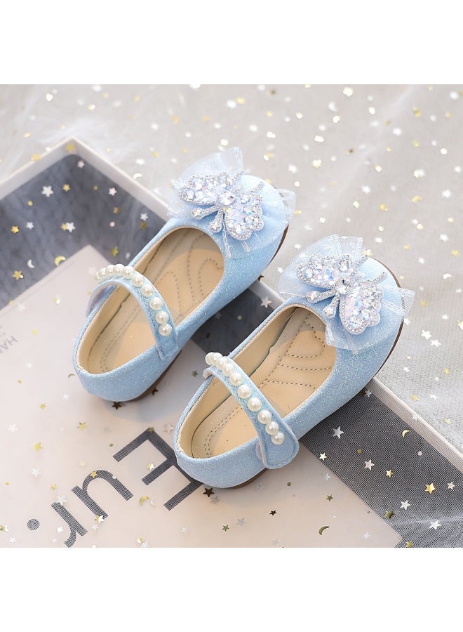 Girls' Shoes Spring 3-6 Years Old Crystal Bow Princess Shoes Baby Leather Shoes Girls' Flats New Year Performance Shoes
