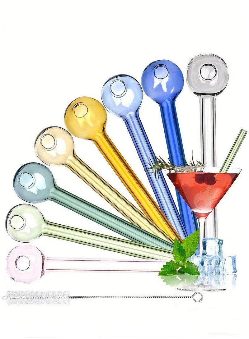 CUBEXELL 8PCS Glass Drinking Straw Reusable Heat-Resistant Explosion-Proof High Borosilicate Glass Straw With Straw Brush 10mm Diameter Cold-Resistant Creative Glass Juice Straw - Image 1