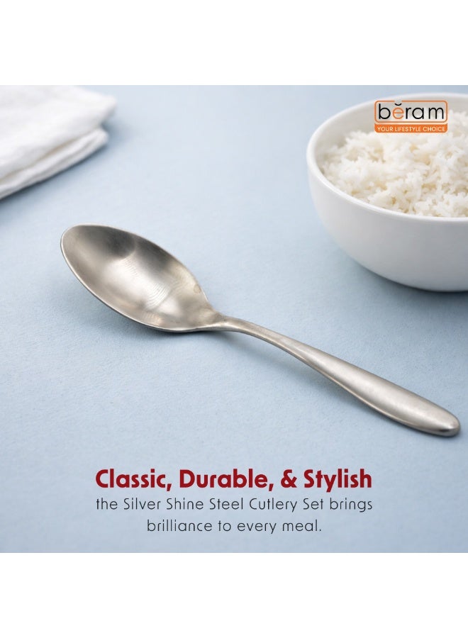 BERAM Silver Shine Steel Table Spoon – Premium Quality Cutlery with Stain Polishing, Durable Kitchen Flatware for Everyday Use - Image 4