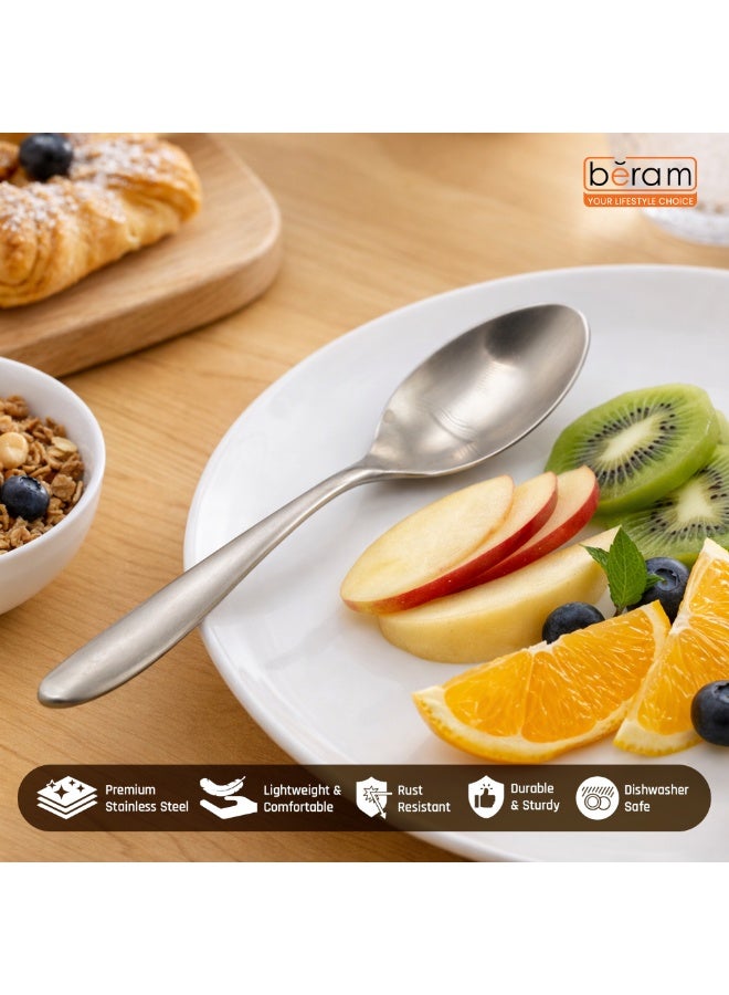 BERAM Silver Shine Steel Table Spoon – Premium Quality Cutlery with Stain Polishing, Durable Kitchen Flatware for Everyday Use - Image 2