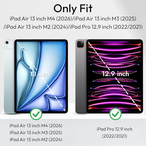 Robustrion Cover for iPad Air 13 inch M4/M3/M2 (2026/2025/2024) Cover Case/for iPad Pro 12.9 inch with Pencil Holder, Case Cover for iPad Air 13 inch [Auto Sleep Wake Support] - Marble Lilac - Image 2