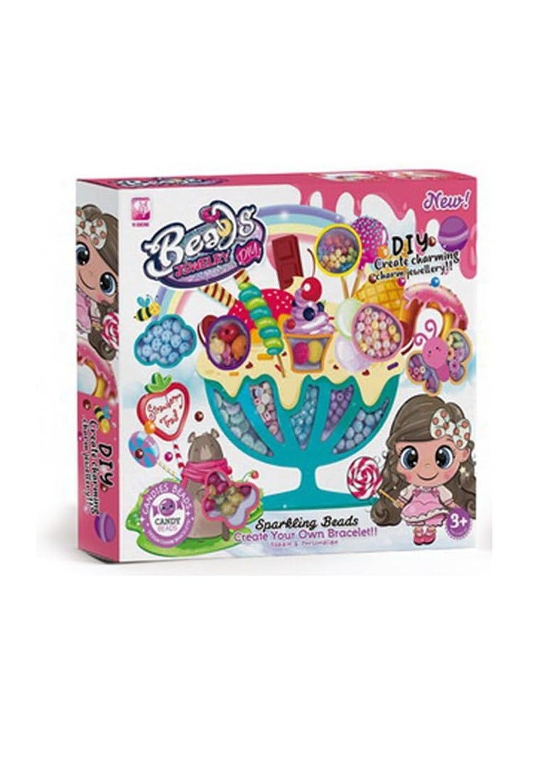 حديقة الألعاب مجموعة خرز البوب الحلوى 2 في 1 لصنع المجوهرات - صنع قلادات، أساور، أقراط وخواتم | هدية حرفية ممتعة للبنات من عمر 3 سنوات - Image 1