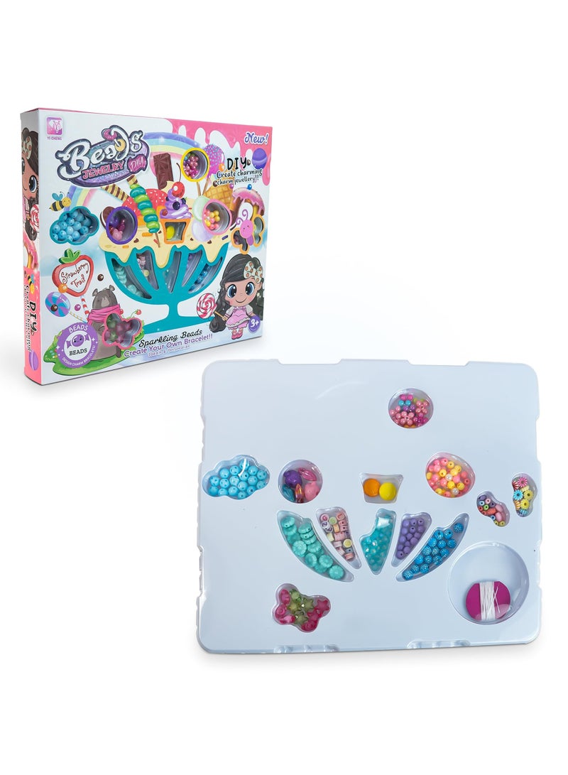 حديقة الألعاب مجموعة خرز البوب الحلوى 2 في 1 لصنع المجوهرات - صنع قلادات، أساور، أقراط وخواتم | هدية حرفية ممتعة للبنات من عمر 3 سنوات - Image 3