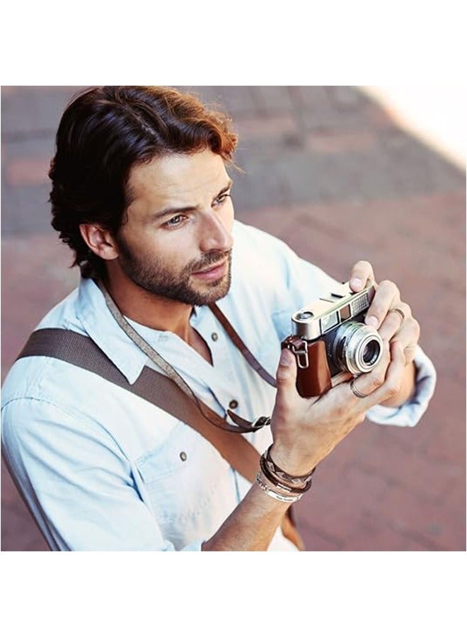 Men's Double Row Braided Leather Bracelet Stainless Steel Buckle Bracelet 2PCS - Image 2