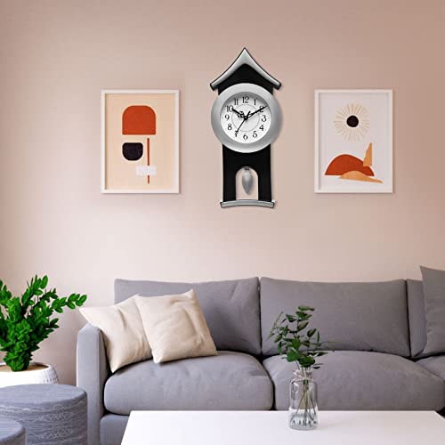 Harbour Analog Latest Stylish New Models Wall Clock with Pendulum for Home Living Room Hall Bedroom (Size Height 40 CM X Width 17.5 CM)- Home Decor Big Size Wall Clock MJ AD 19 MDT 1 - Image 1