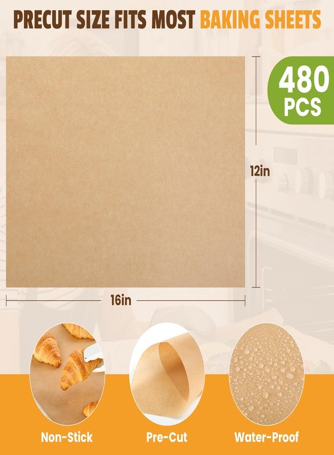 CAREGY 480Pcs Unbleached Parchment Paper Sheets, 12 x 16 Inch,Precut Non-Stick Parchment Paper for Baking,Cooking, Grilling, Air Fryer and Steaming,Fit for Half Sheet Pans - Image 2