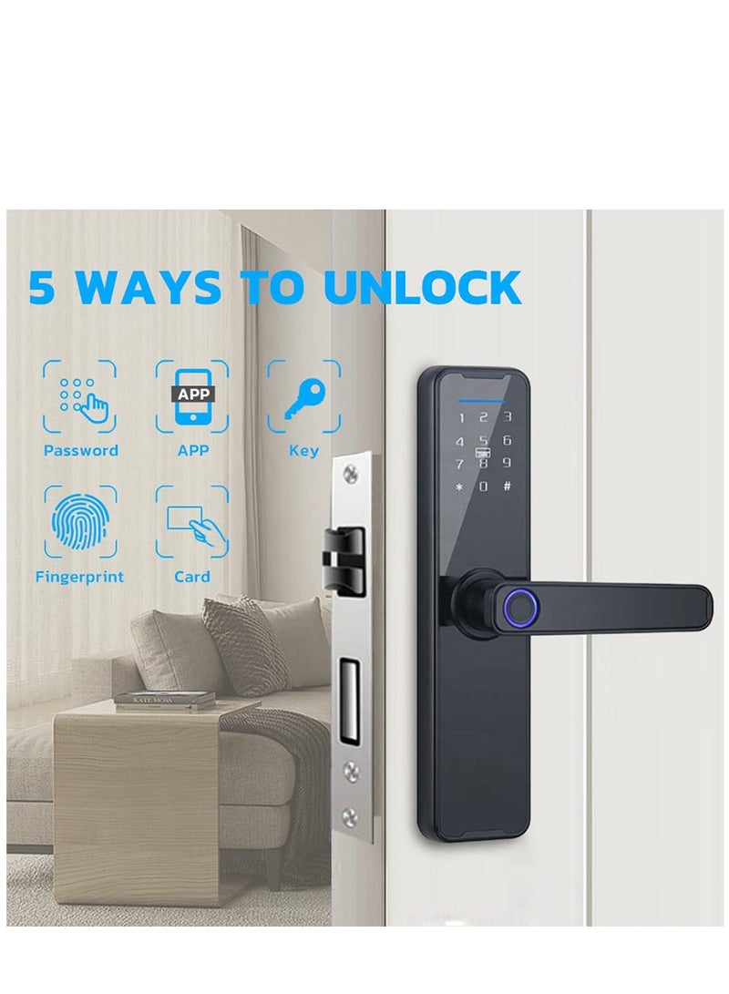 Smart Lock Smart Door Lock Fingerprint Door Lock WiFi  TUYA App Smart Lock Fingerprint Entry Smart Lock Biometric Door Lock Keypad Deadbolt （Black) - Image 3