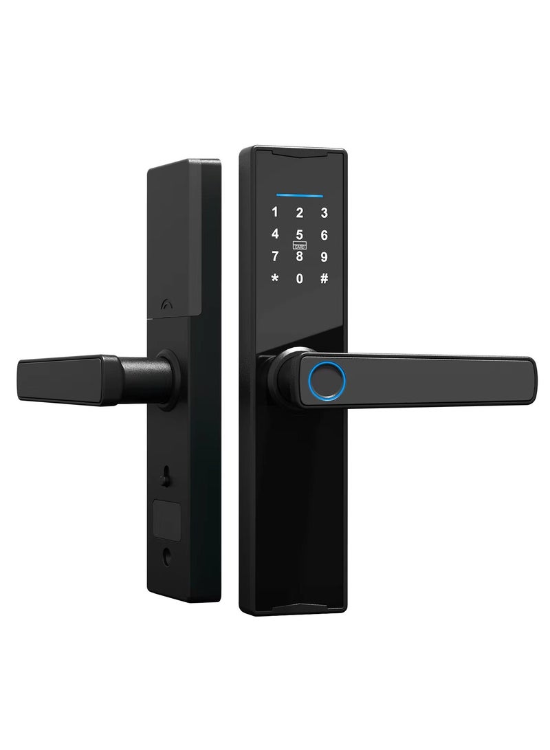 Smart Lock Smart Door Lock Fingerprint Door Lock WiFi  TUYA App Smart Lock Fingerprint Entry Smart Lock Biometric Door Lock Keypad Deadbolt （Black) - Image 1