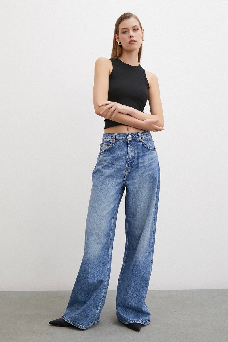 Never More High Waist Wide Leg Jeans Blue - Image 1